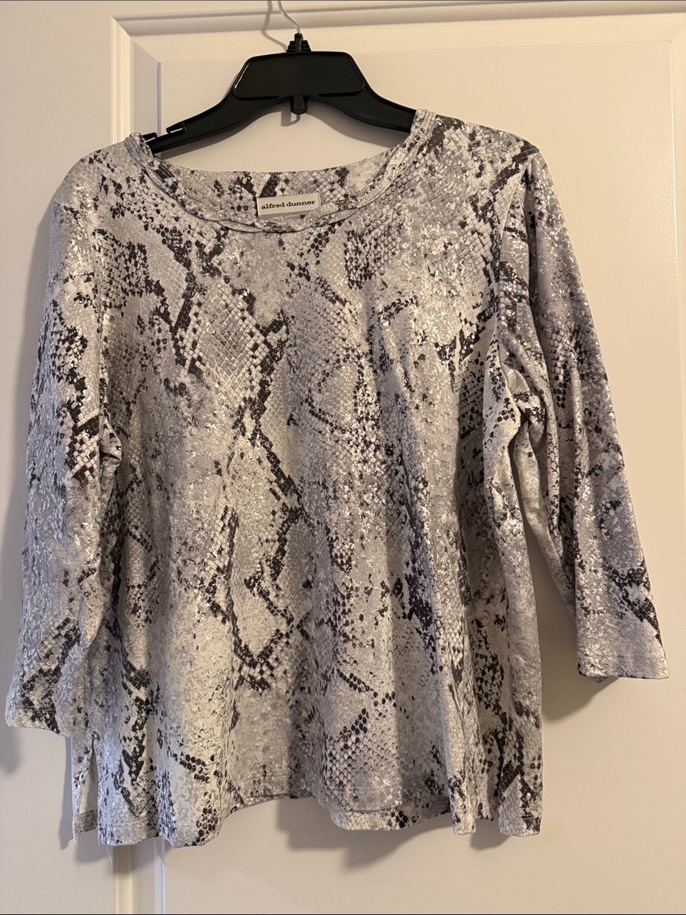 Alfred Dunner Gray Snake Print Long-Sleeve Top